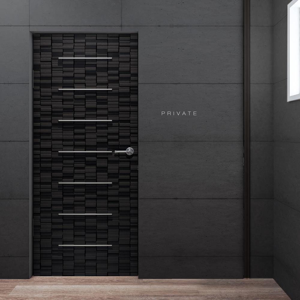 Ultra Modern Black Wood Door Wallpaper Carbon
