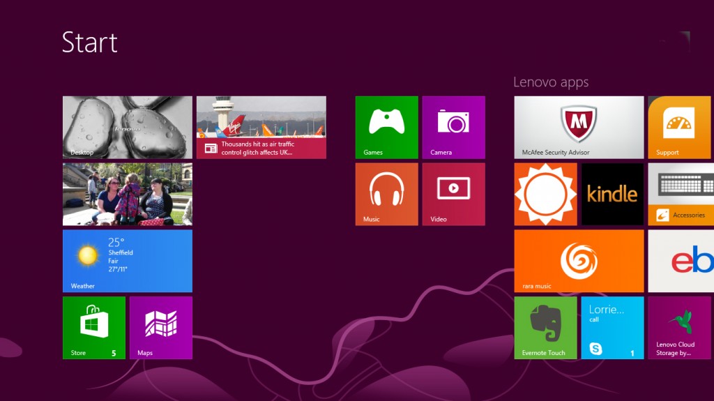 Windows 8 home screen screenshot Social Media Writer