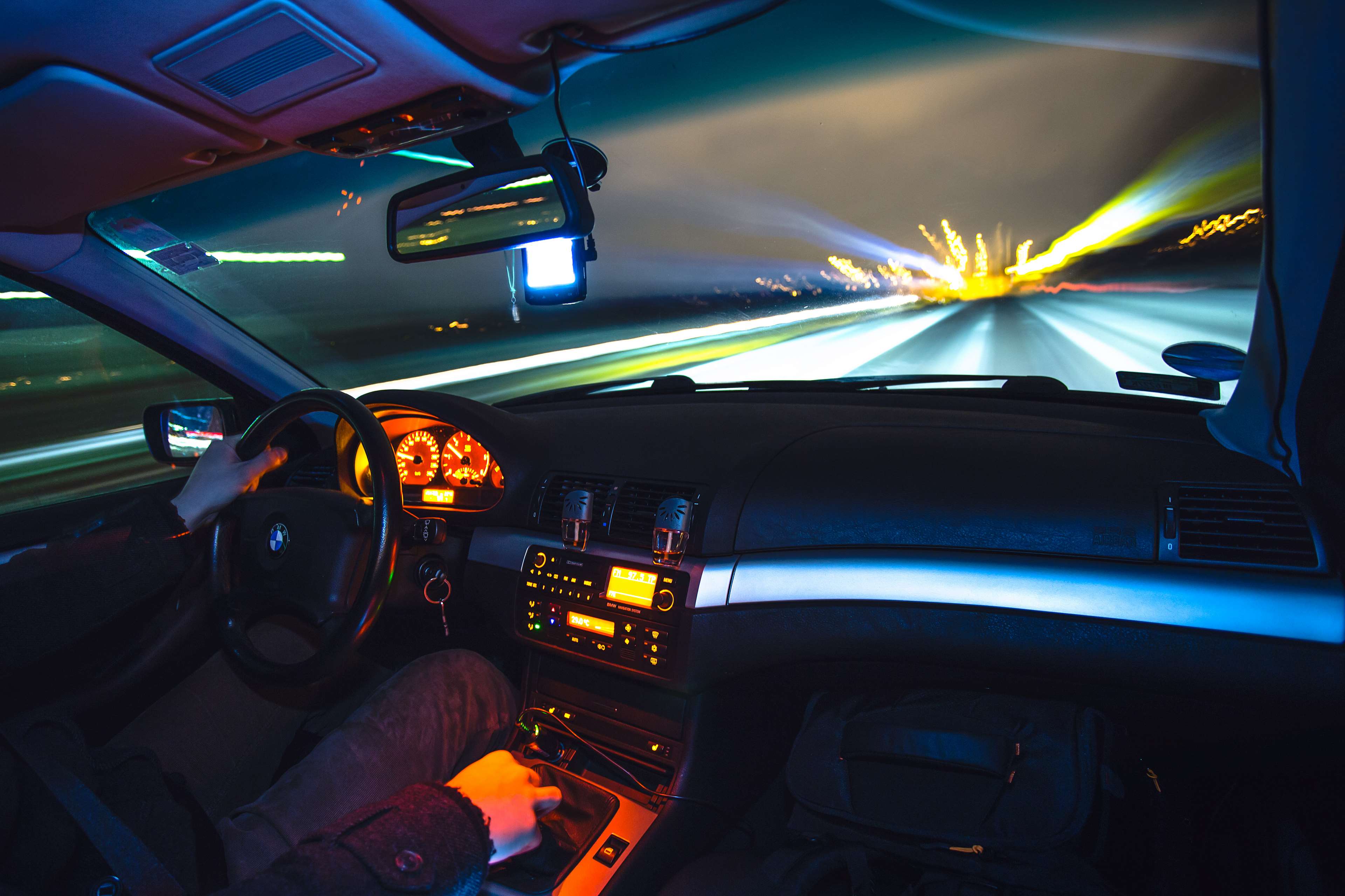 Blur Car Driving Light Motion Night Road 4k