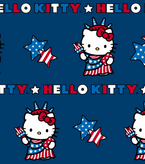 4th Of July Hello Kitty Fabric By The Yard Cutiepiecraftsupply