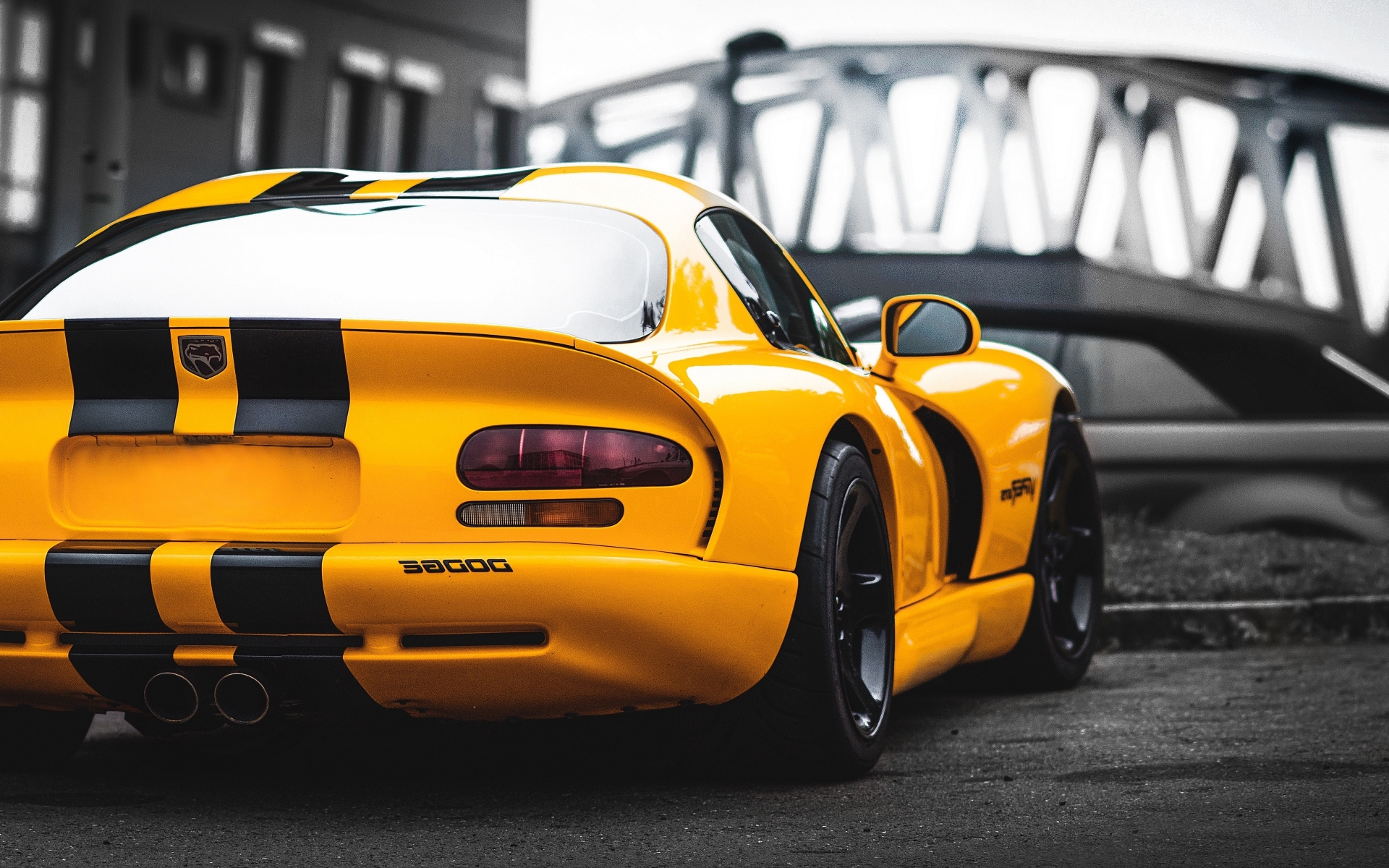 Wallpaper Muscle Cars Back Dodge Viper Yellow Resolution