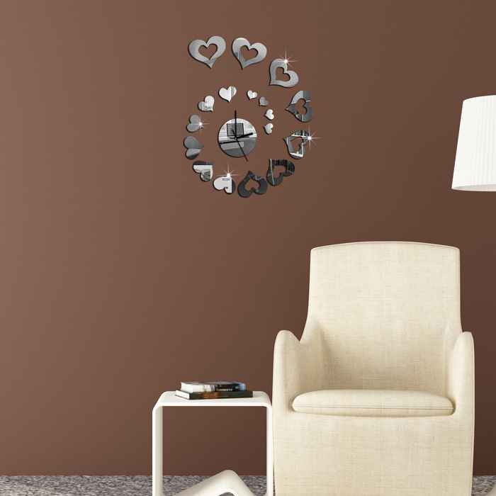 Home Decoration Mirror Effect Ring Wall Clock Modern Design Decor