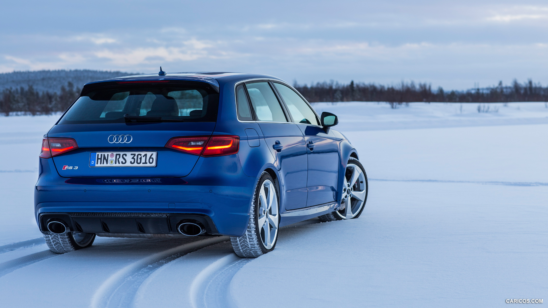 Audi Rs3 Sportback Sepang Blue In Snow Rear HD