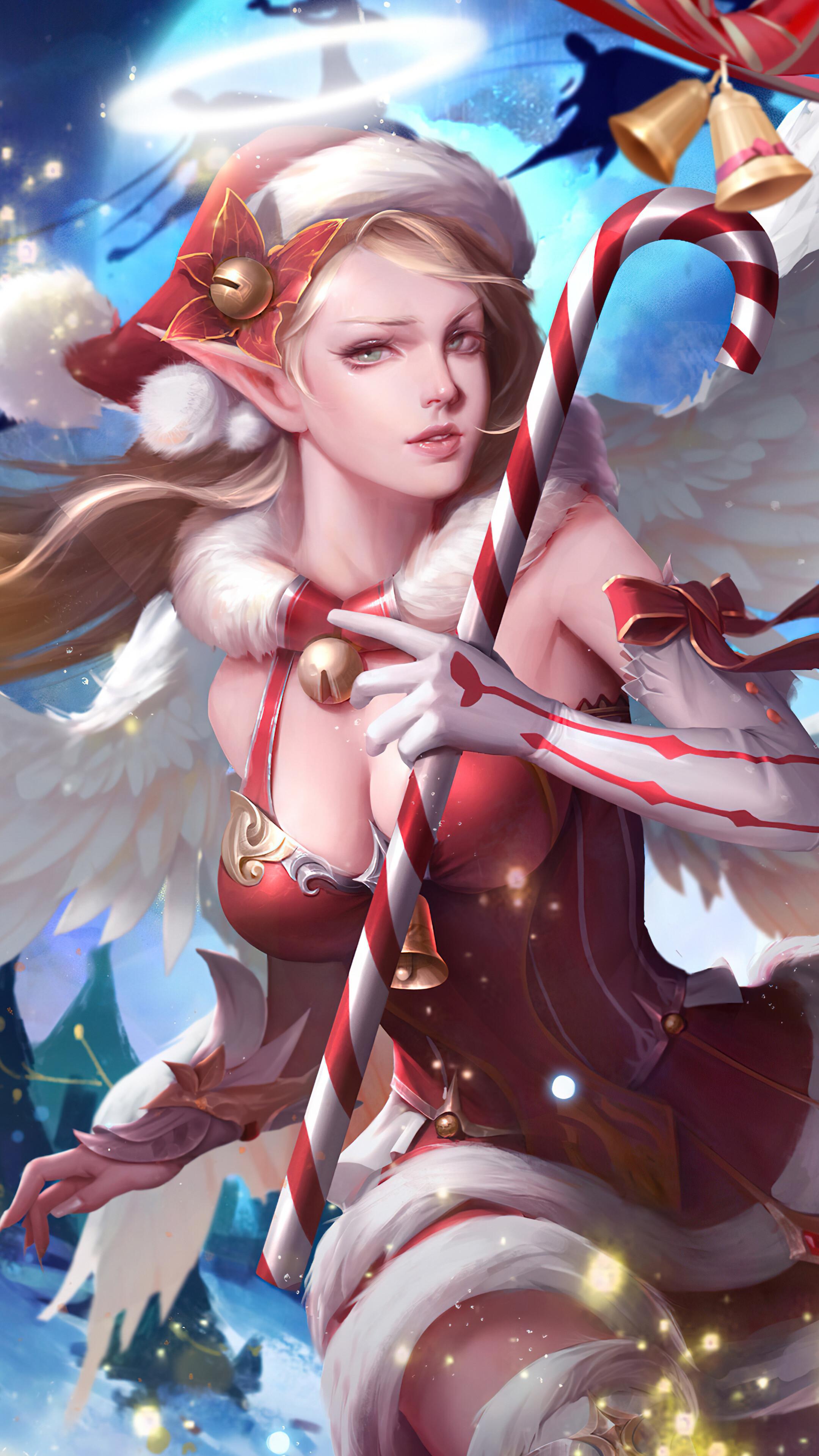 Santa Elf Girl Angel 4k Wallpaper iPhone HD Phone 7970h