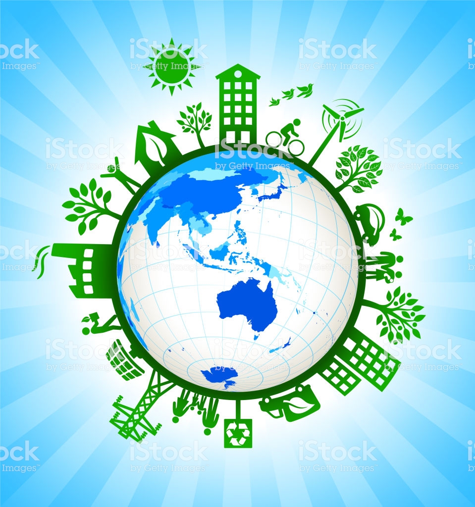 Australia On Green Environmental Conservation Background Stock