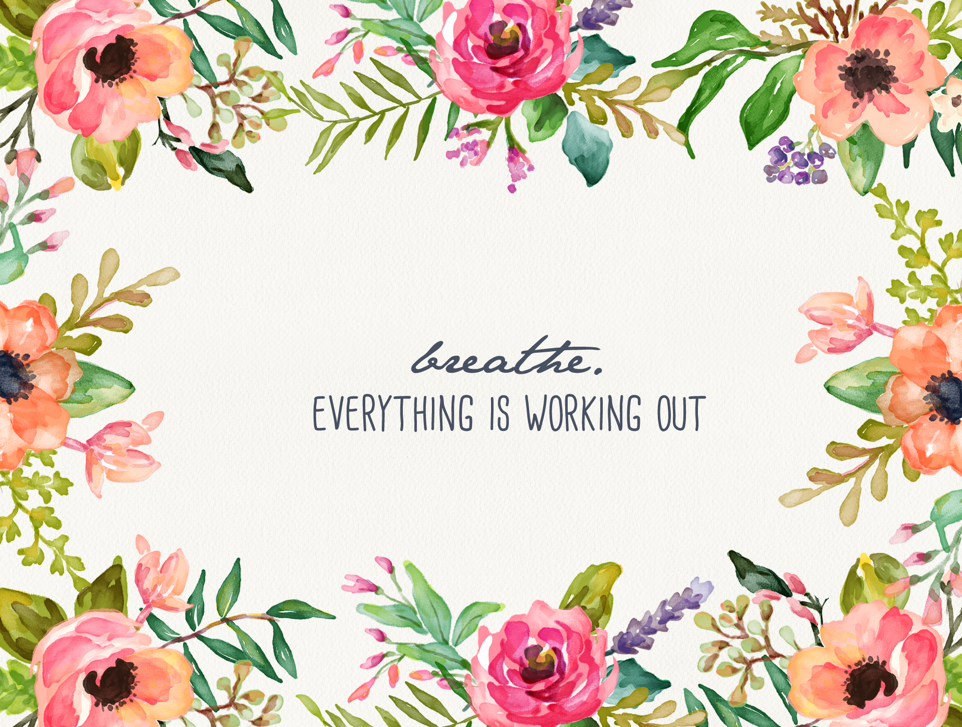 Breathe   Floral Desktop Wallpaper   Inspired by Beatrice Clay