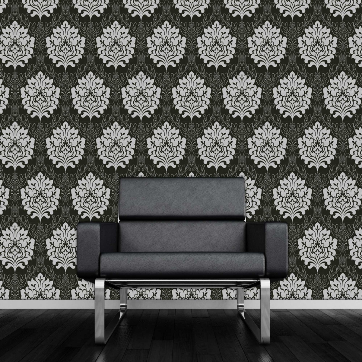 Shop By Style Damask Marrakesh Grey Black Wallpaper