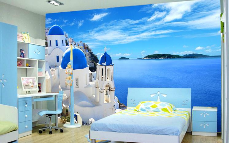 Mediterranean Scenery Tv Backdrop Wallpaper Ocean Papel De