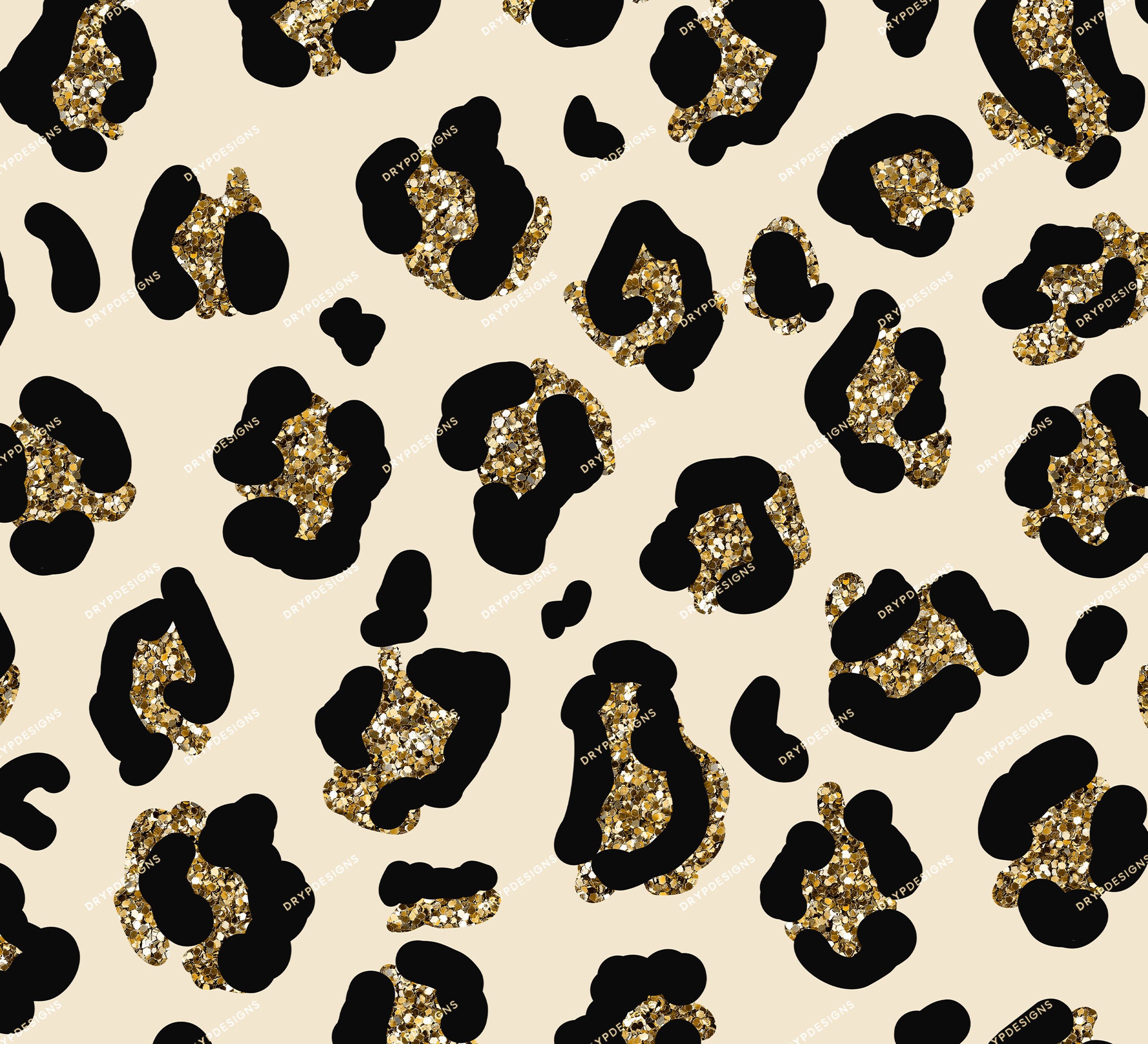 Pink + Gold Glitter Leopard Print Seamless Pattern — drypdesigns