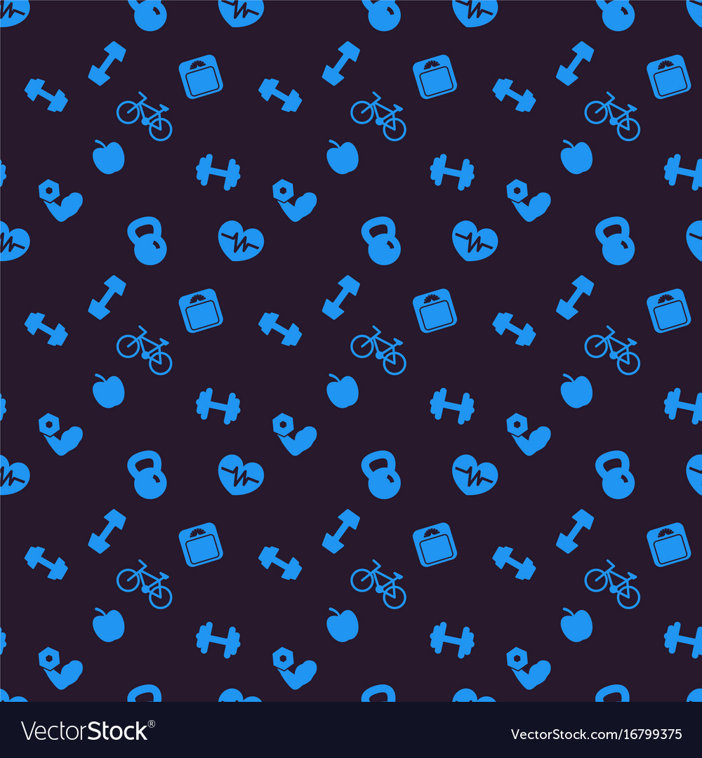 Seamless Pattern Background With Fitness Icons Vector Image