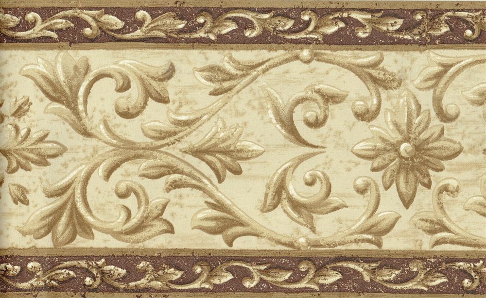 VICTORIAN SWAG GOLDEN TAN AND BROWN CROWN MOULDING GOLD TRIM Wall