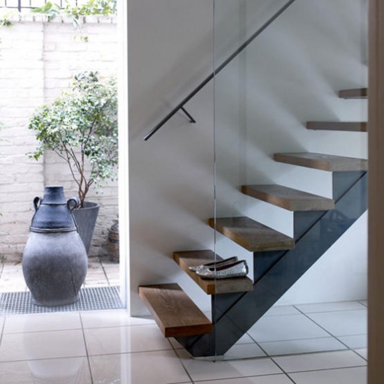 Modern Hallway With Painted Stairs Designs