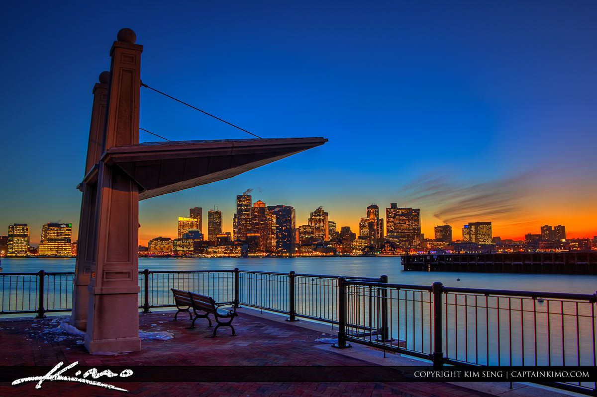 Boston Skyline Sunrise City From Piers