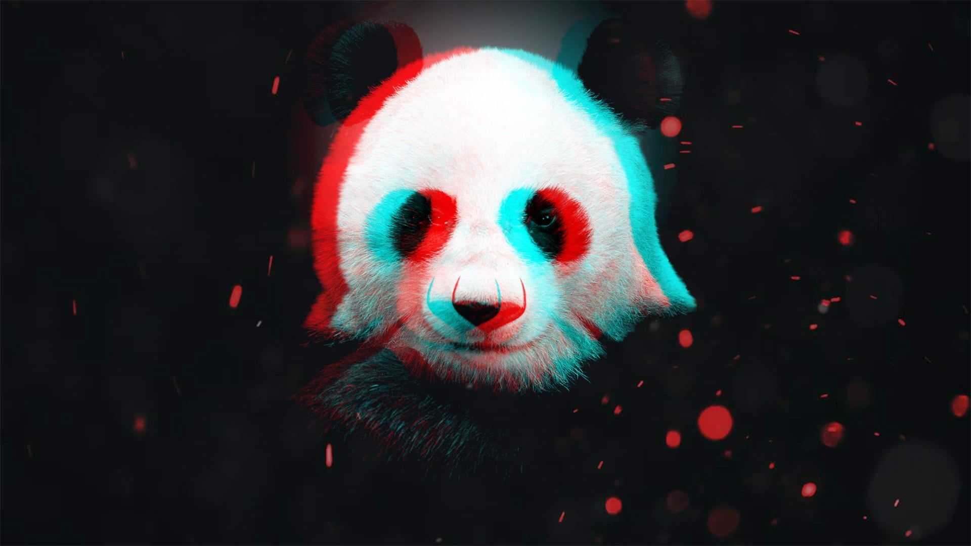 White And Black Panda Wallpaper 3d Particle 1080p