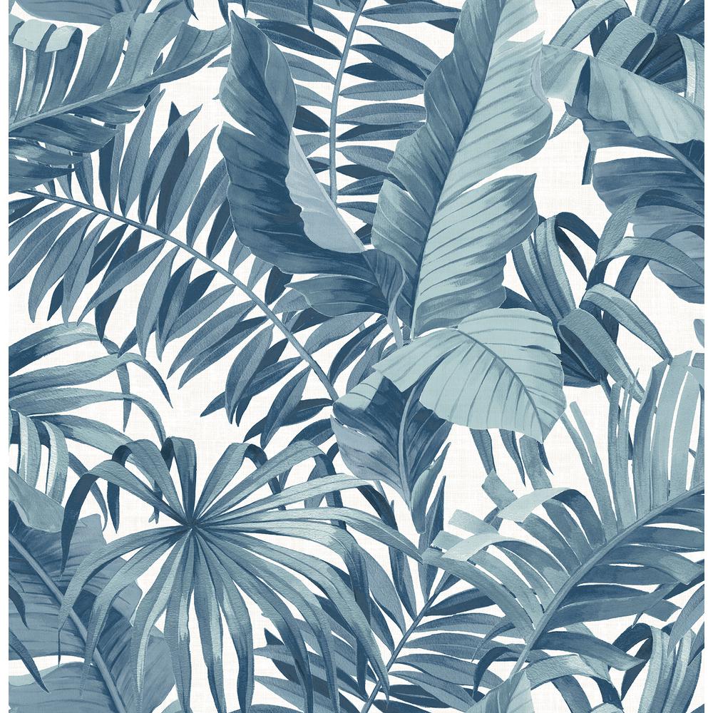 A Street Alfresco Navy Palm Leaf Wallpaper Sample 24133sam