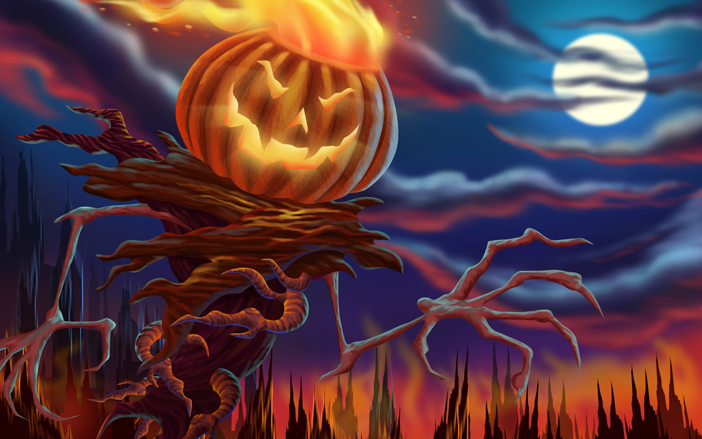 Scary Halloween Pumpkin Man HD Wallpaper