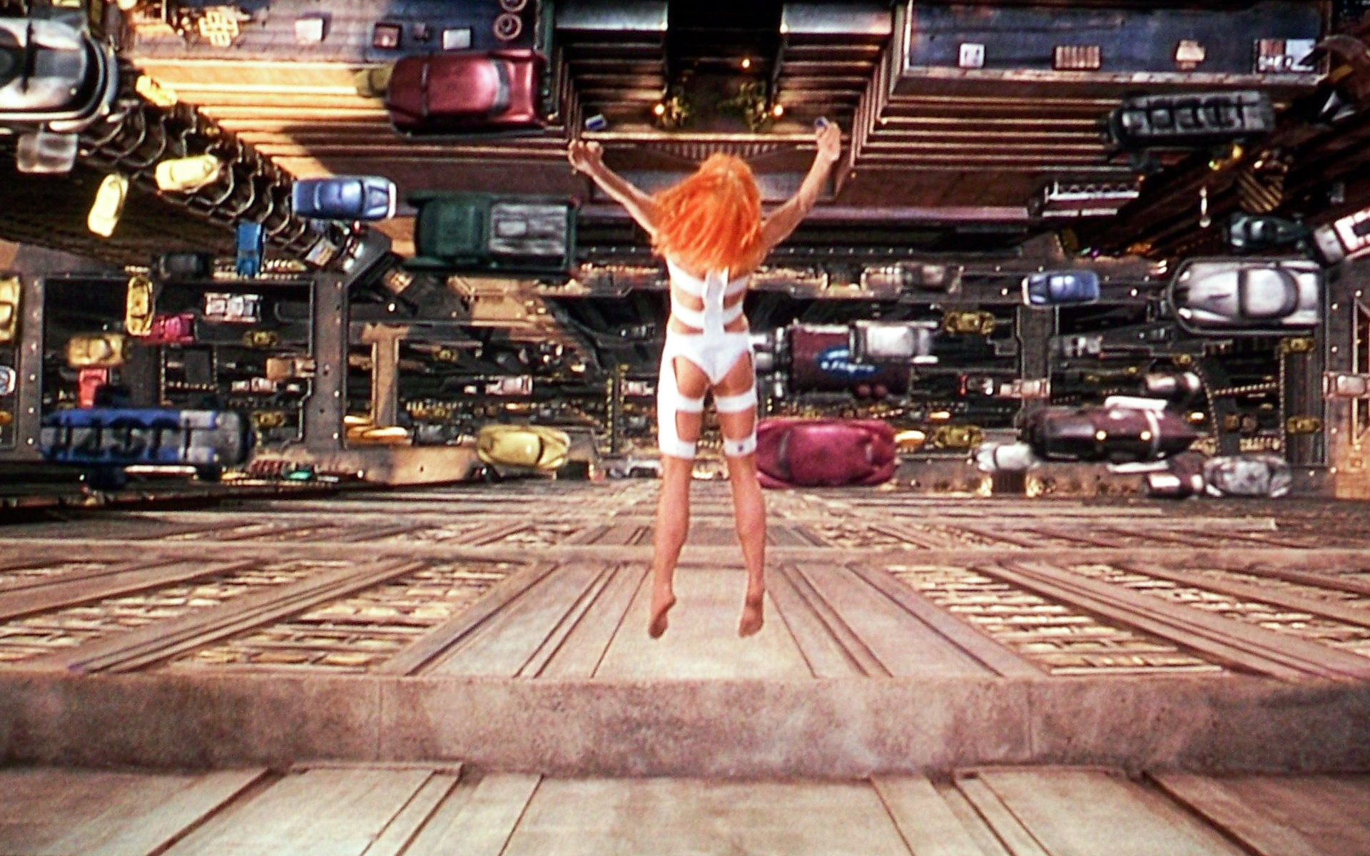 Jumping Leeloo The Fifth Element Milla Jovovich HD Wallpaper Of