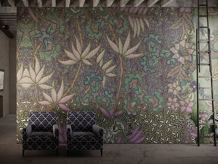 Wallpaper With Floral Pattern Libeccio Foulard Collection By