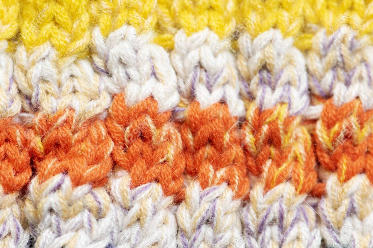 Background Of The Wool Yarn Woolen Fabric Texture Closeup
