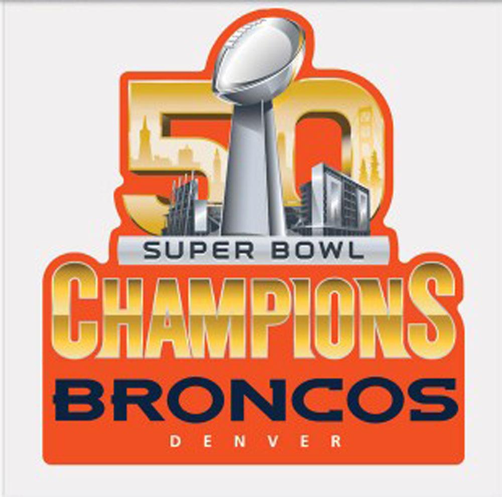3985 Denver Broncos 2016 Super Bowl 50 Champions 4 x 4 Perfect Cut