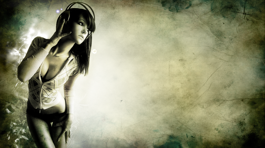 Music girl wallpaper 1366x768 by szottigarcon on