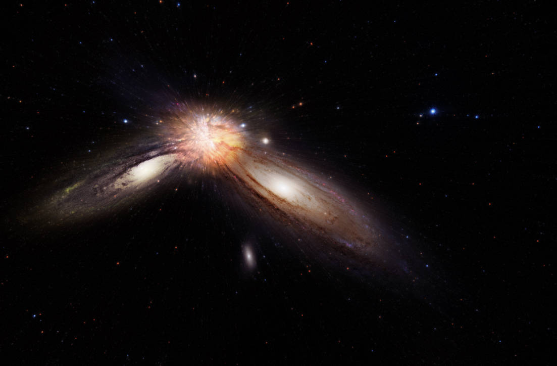 Milky Way And Andromeda Galaxy Collision By Kexitt D7qrtkc Pre Wallpaper