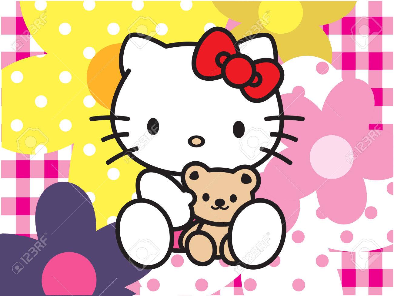 Hello Kitty Flowers Background Pink Stock Photo Picture And