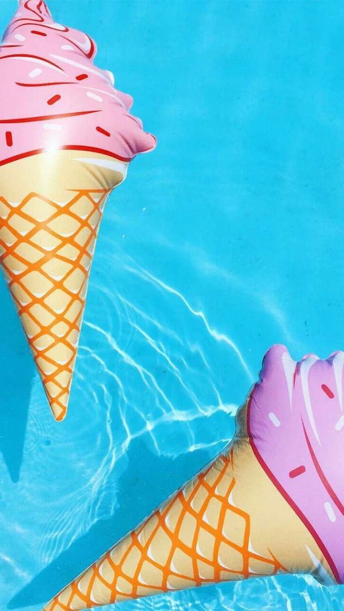 cute lockscreens blue pool water ice cream pool floats Summer