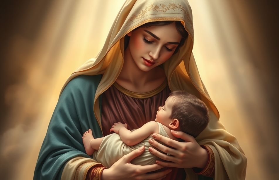 Mother Mary With Baby Jesus Wallpaper