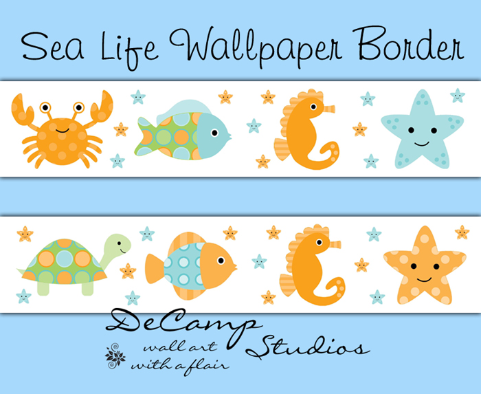 Sea Life Ocean Creatures Wallpaper Wall Border Nautical Nursery