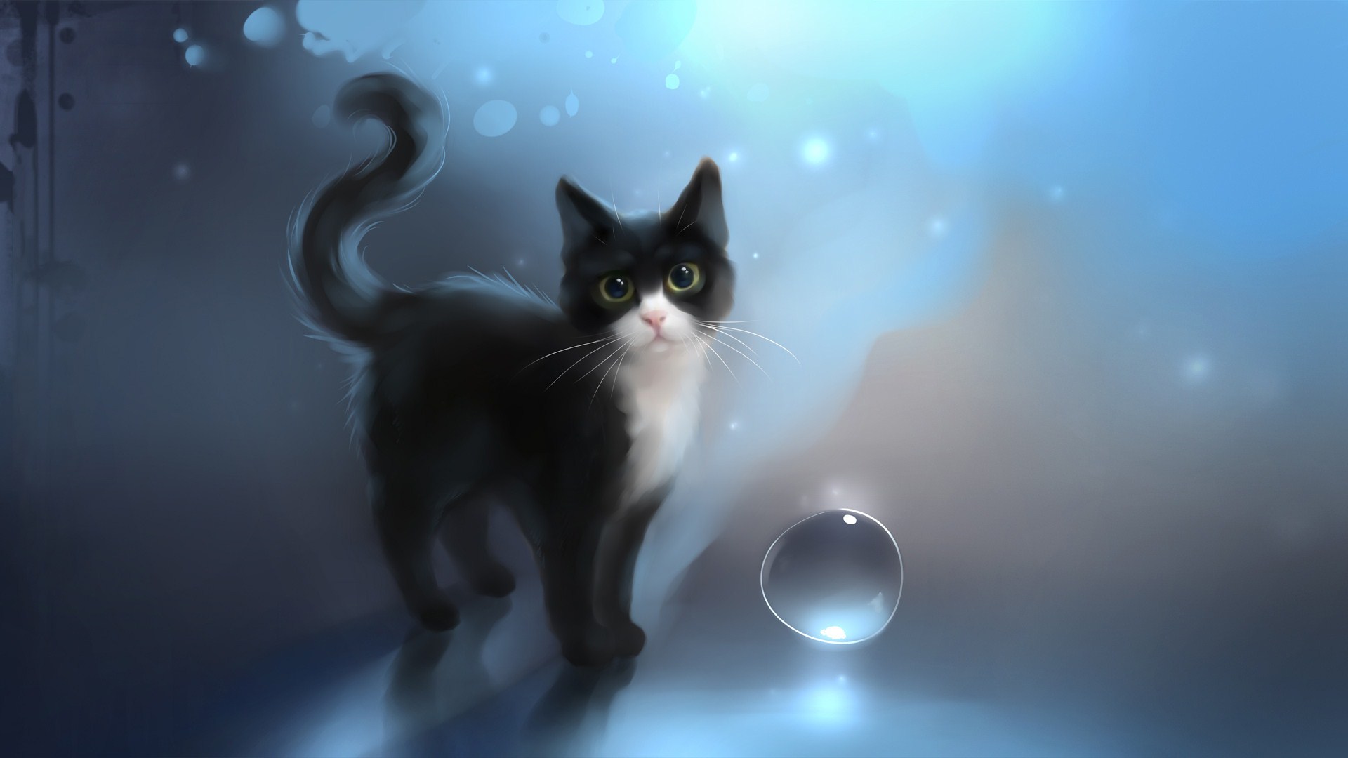 Beautiful Art Drawing Cat Wallpaper Picture Wallpaper with 1920x1080