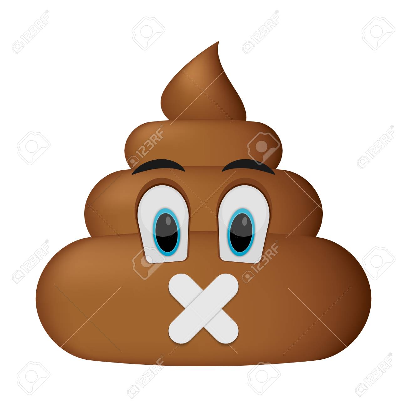 Poo Icon Shut Up Faces Poop Emoticon Isolated On White