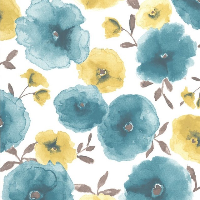 Poppies Teal Wallpaper   Contemporary   Wallpaper   by Graham Brown