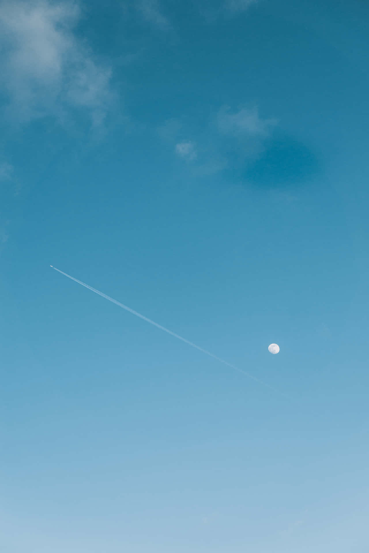 Baby Blue Light Aesthetic Distant Moon Photography Wallpaper