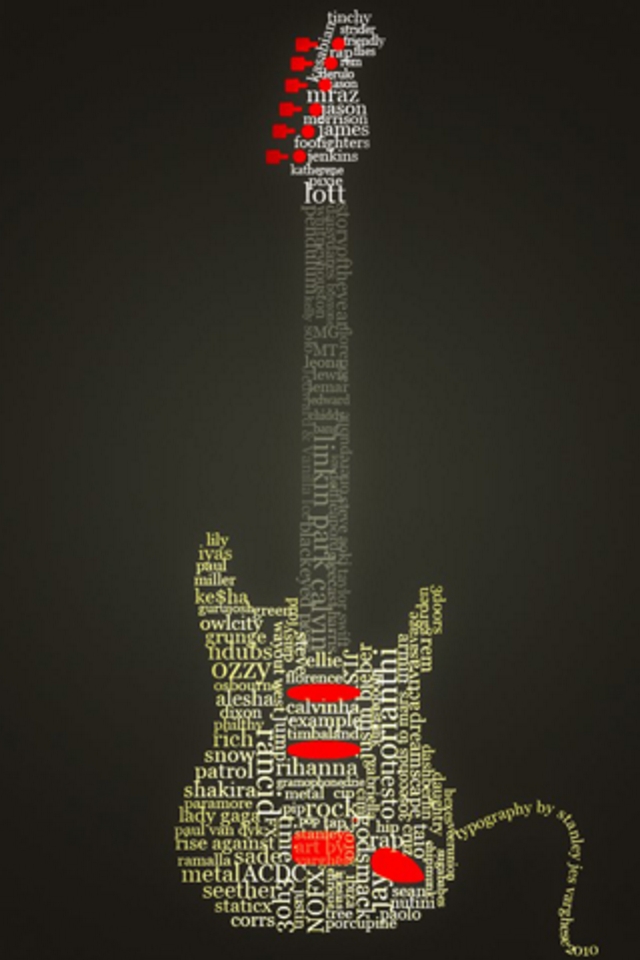 Guitar Text iPhone Wallpaper HD