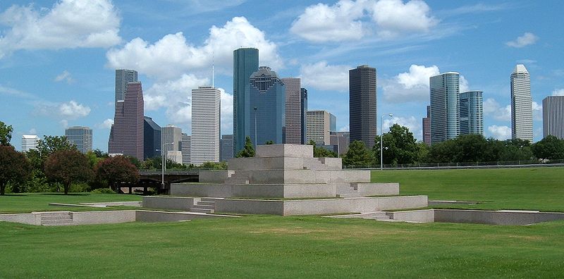 Houston Tx Police Department Memorial And Cityscape In Texas