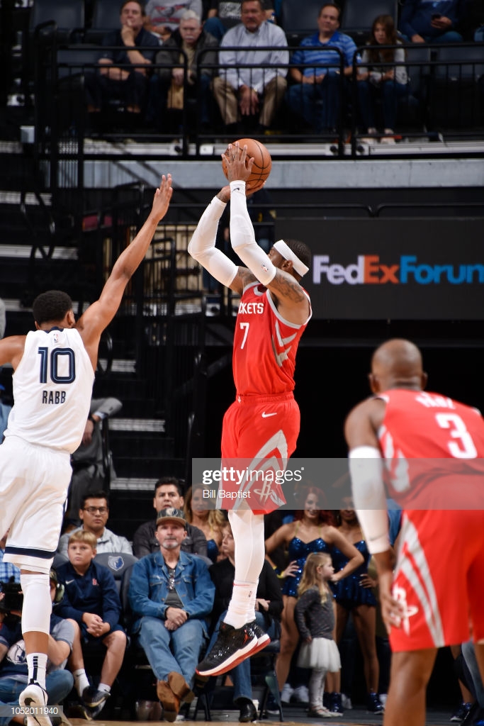 Carmelo Anthony Of The Houston Rockets Shoots Ball Against