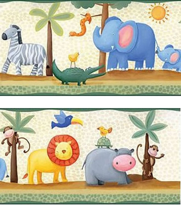 Childrens Rooms Jungle Jungle Animal Adventure Wallpaper Border 618x700