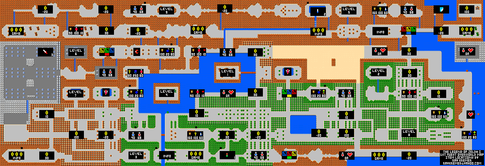 nes zelda overworld map grid