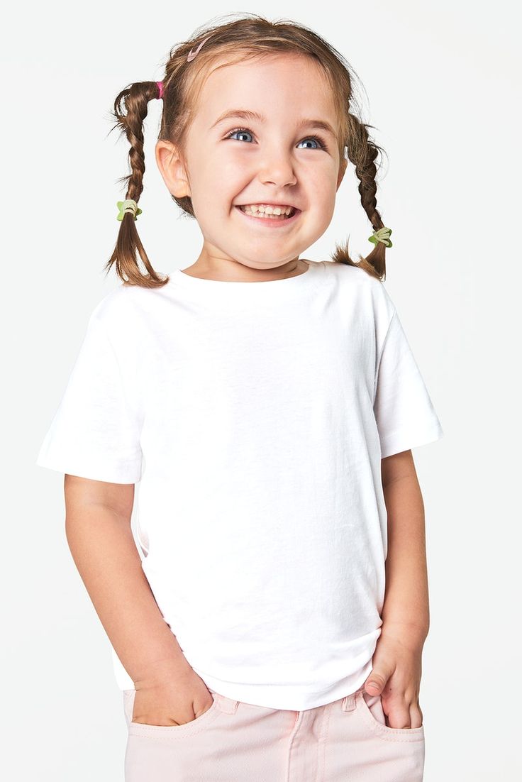 Girl S Casual White T Shirt In Studio Image By Rawpixel