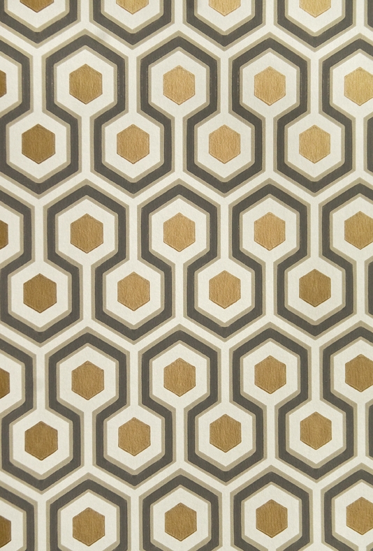 Retro Designer Wallpaper Copper Grey Hicks Hexagon Design From Cole