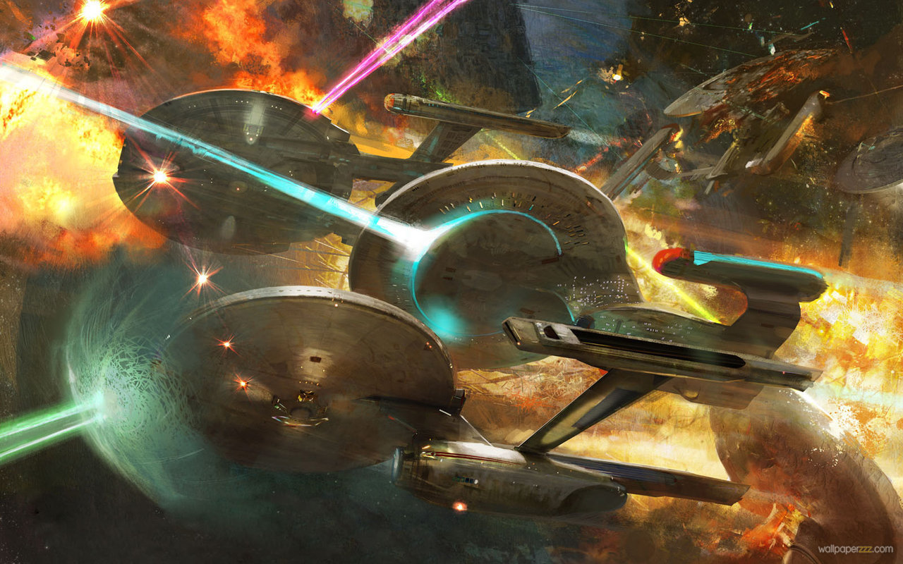 Star Trek Space Battle Widescreen Wallpaper