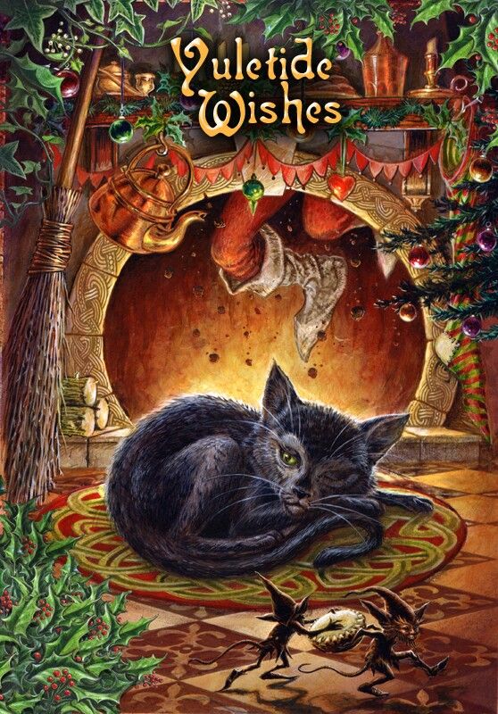Yule black catcute Art Mythical Comic Wicca Fantasy Dark 558x800