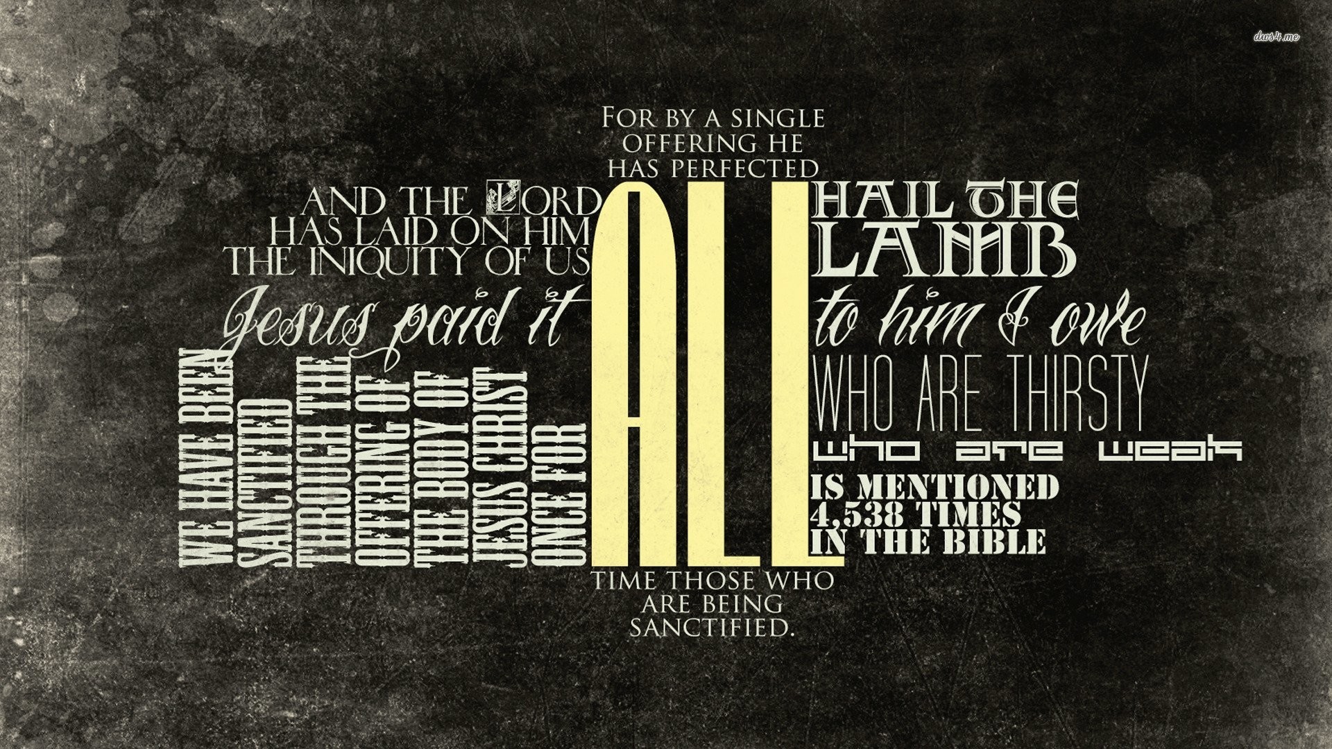 A typographic image featuring the Bible verse about Jesus's sacrifice and sanctification