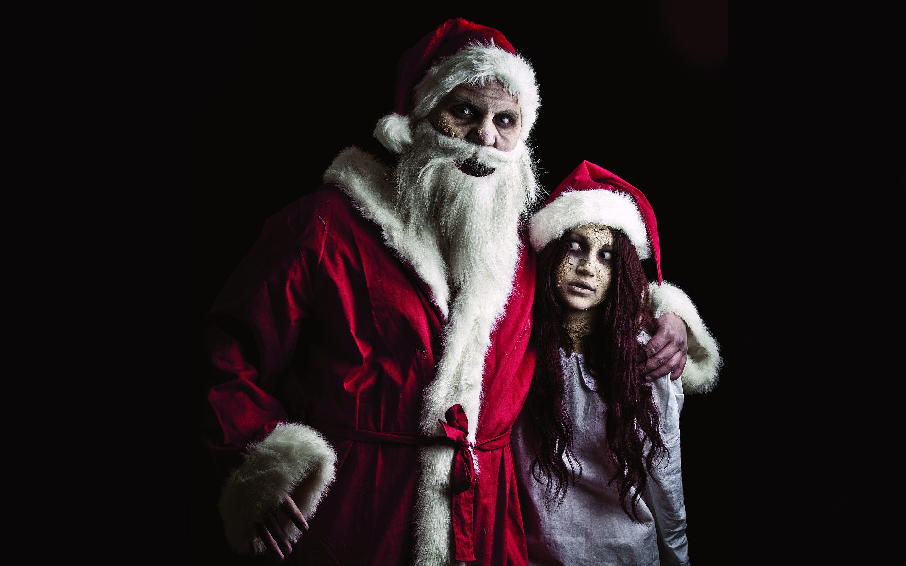 Evil Santa Claus And Zombie Snow Maide Wallpaper