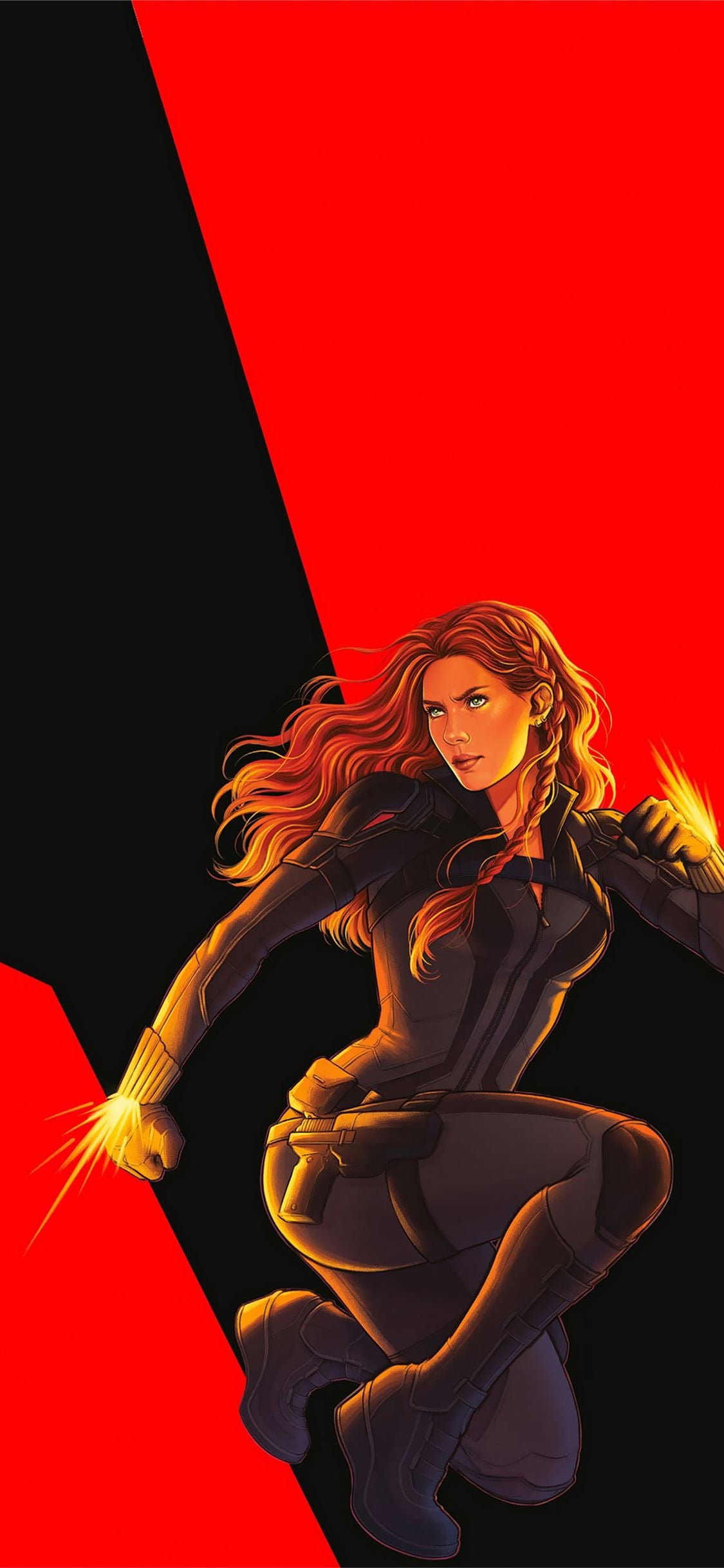 Black Widow Sketch Art iPhone X Wallpaper