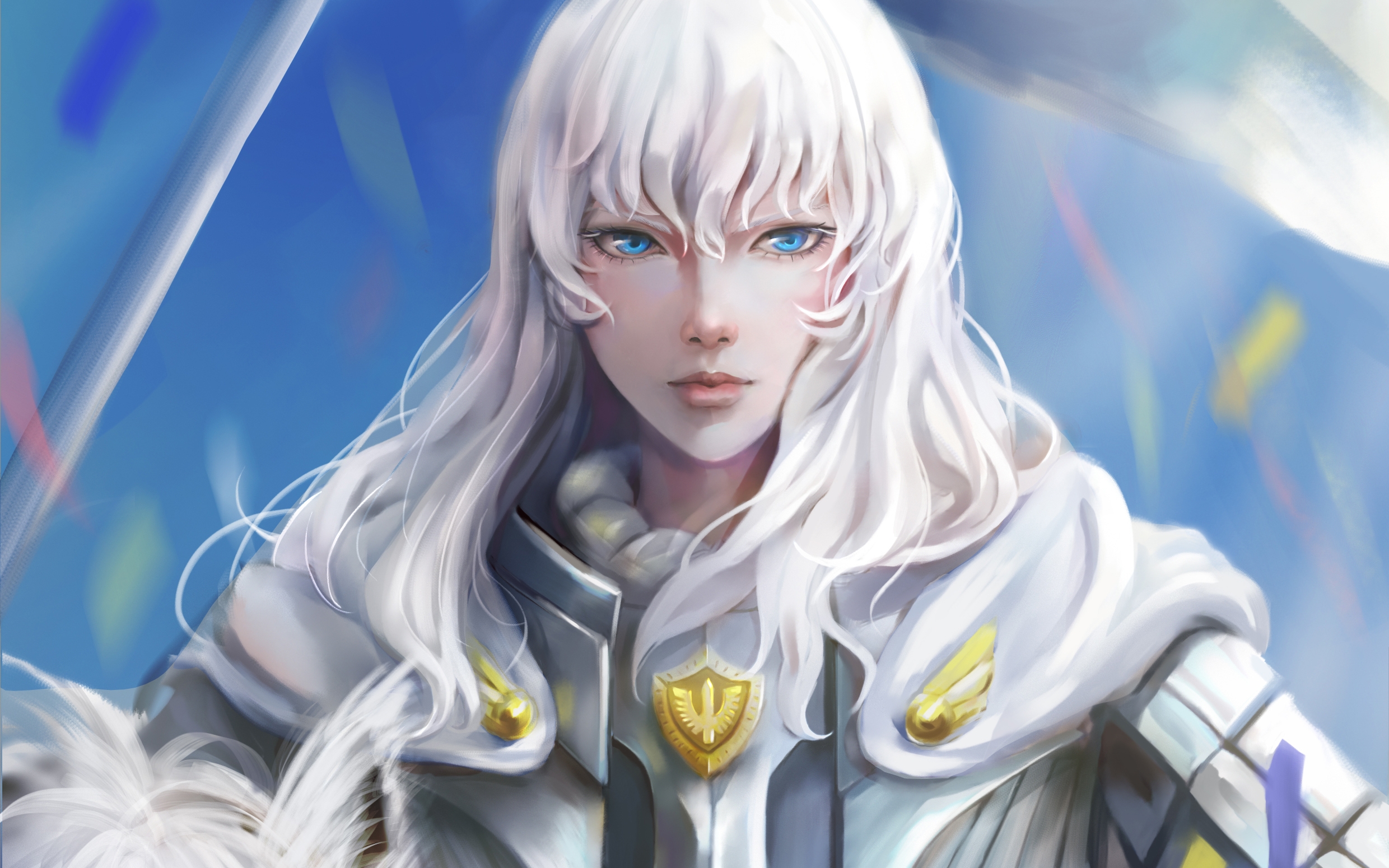 Griffith Berserk White Hair Blue Eyes