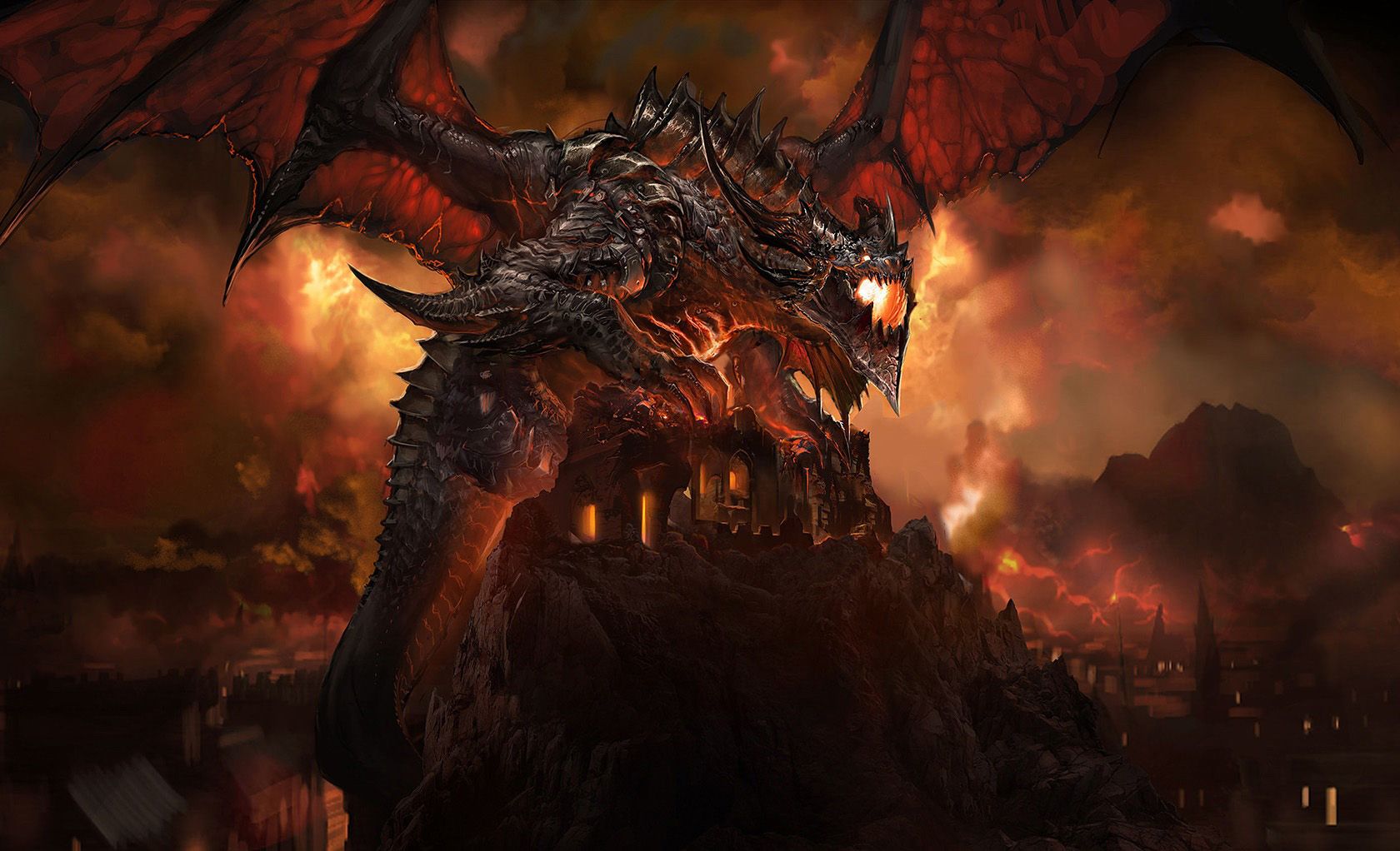 World Of Warcraft Fire Dragon Monster Wallpaper High