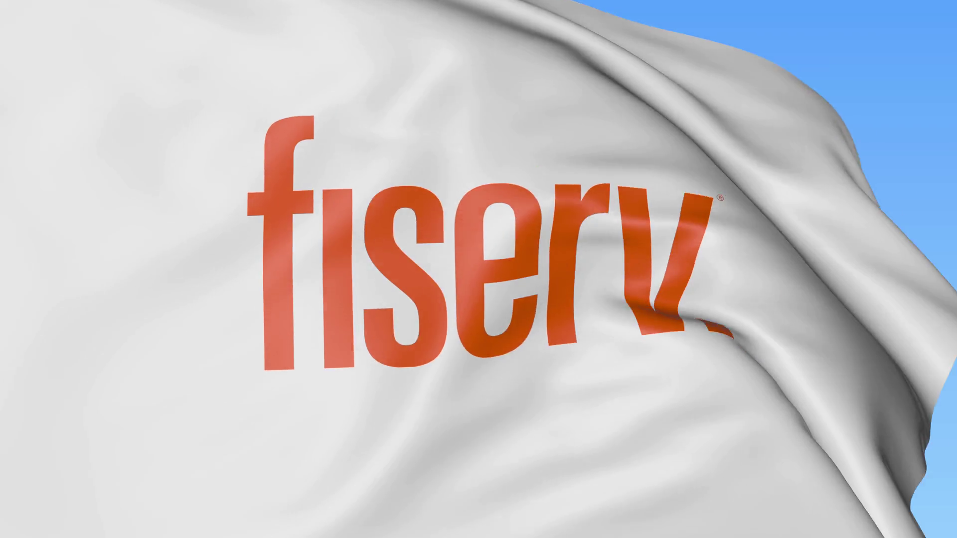 Waving Flag With Fiserv Logo Seamles Loop 4k Editorial Animation