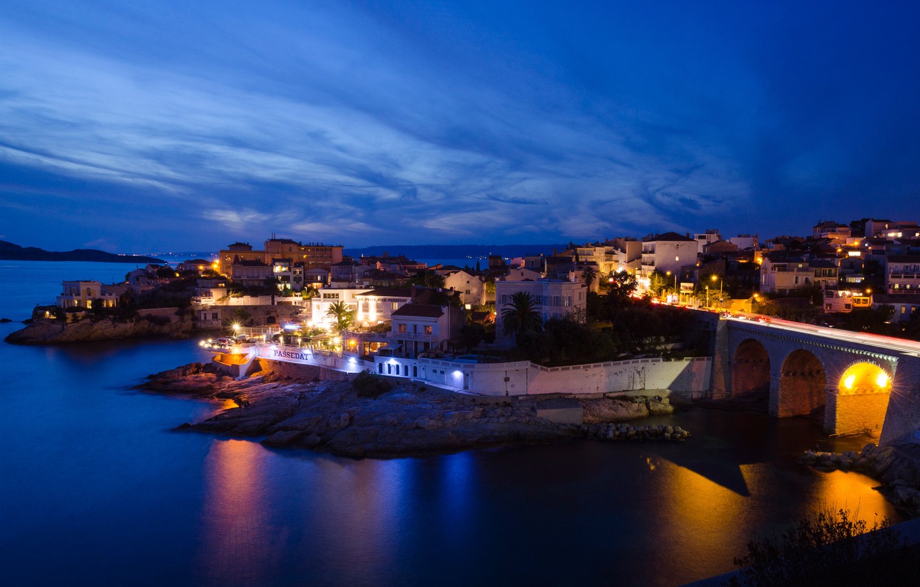 Wallpaper Night Lights France Marseille Image For Desktop